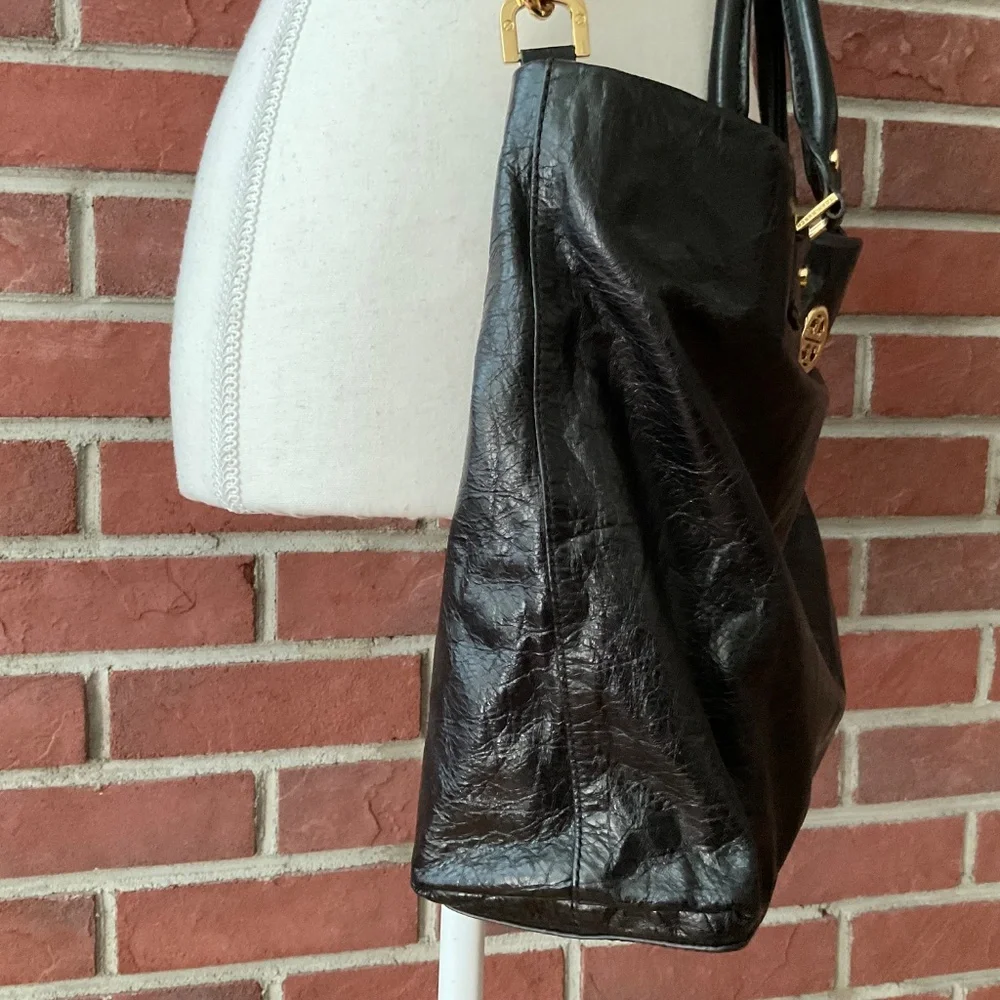 Tory Burch Black “Dena Distressed Leather Handbag - Picture 9 of 16
